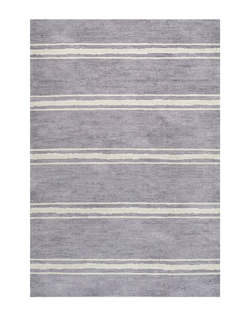 Jonathan Y Bande Distressed Ticking Stripe Machine-washable Rug In Lavender