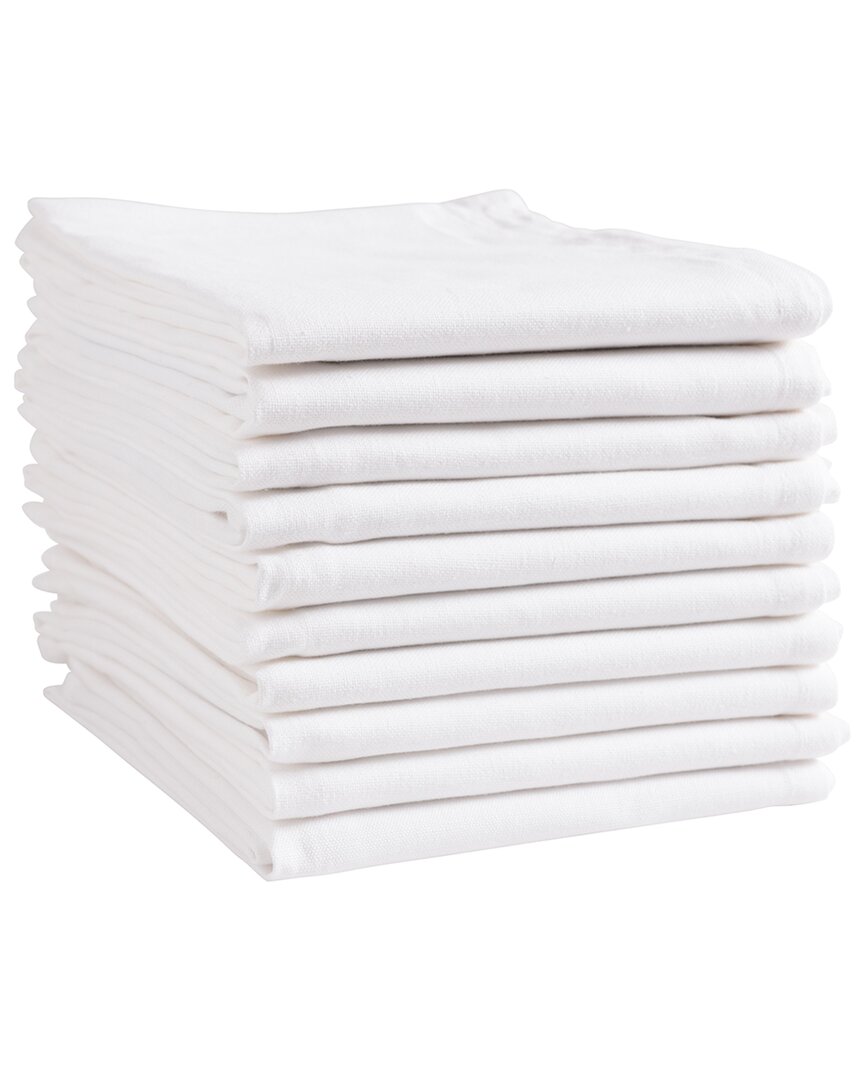 Kaf Home Set Of 10 Plain Weave Tea Towels In White