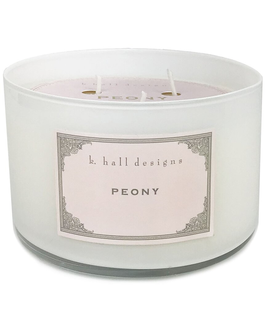 K. Hall Designs Peony White Glass Candle