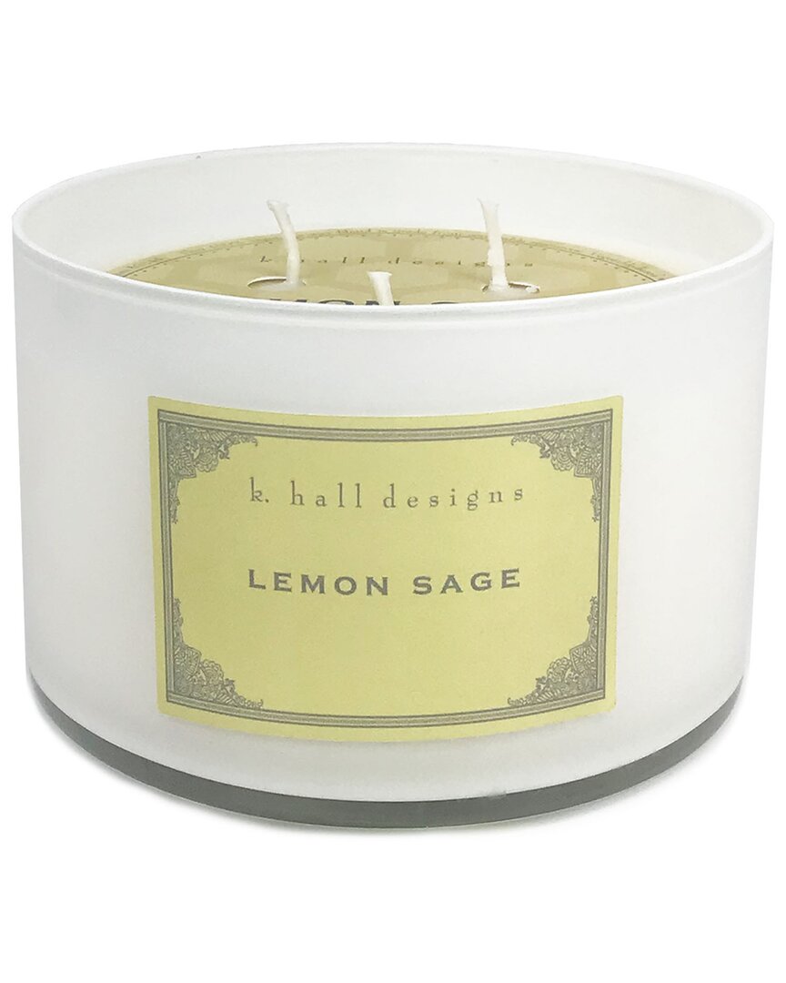 K. Hall Designs Lemon Sage White Glass Candle