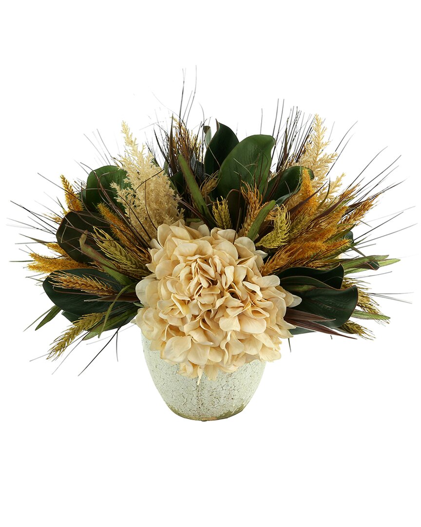 CREATIVE DISPLAYS CREATIVE DISPLAYS CREAM HYDRANGEA FALL FLORAL ARRANGEMENT WITH PAMPAS AND WHEAT