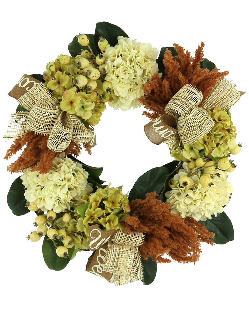 Creative Displays Fall Wreath W/ Hydrangea, Pampas And Berries In Cream
