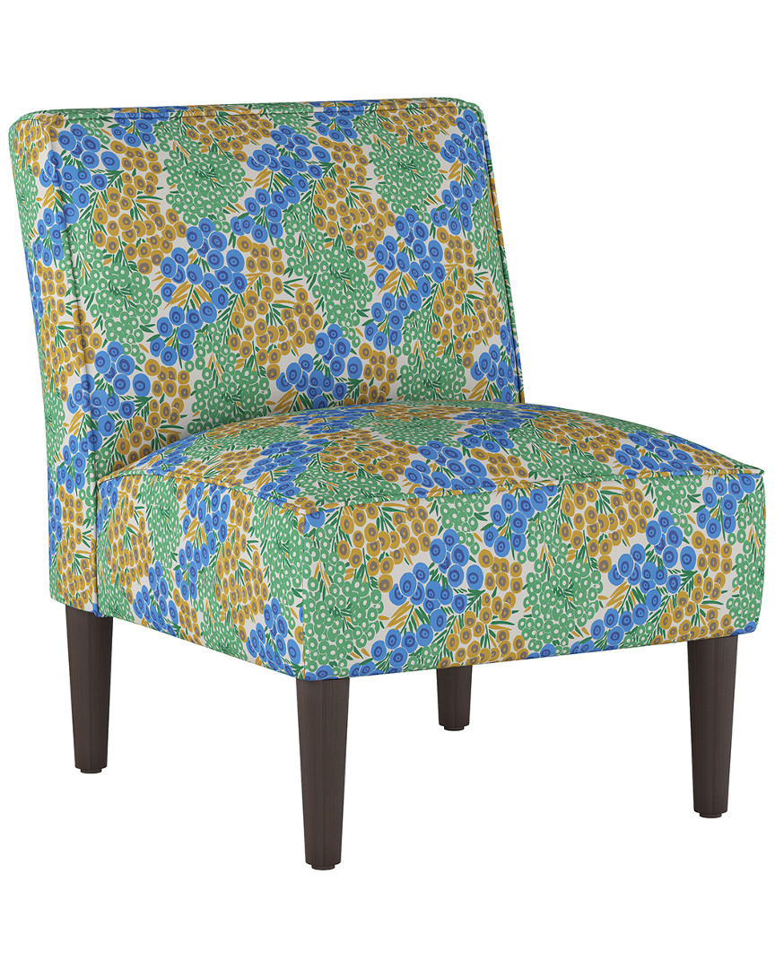 Skyline Furniture Armless Chair In Loiret Blue Citrine Oga In Green