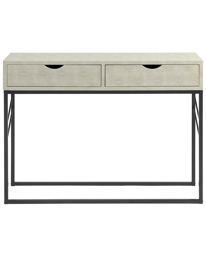 Hewson 2 Drawer Faux Shagreen Entry Table In White