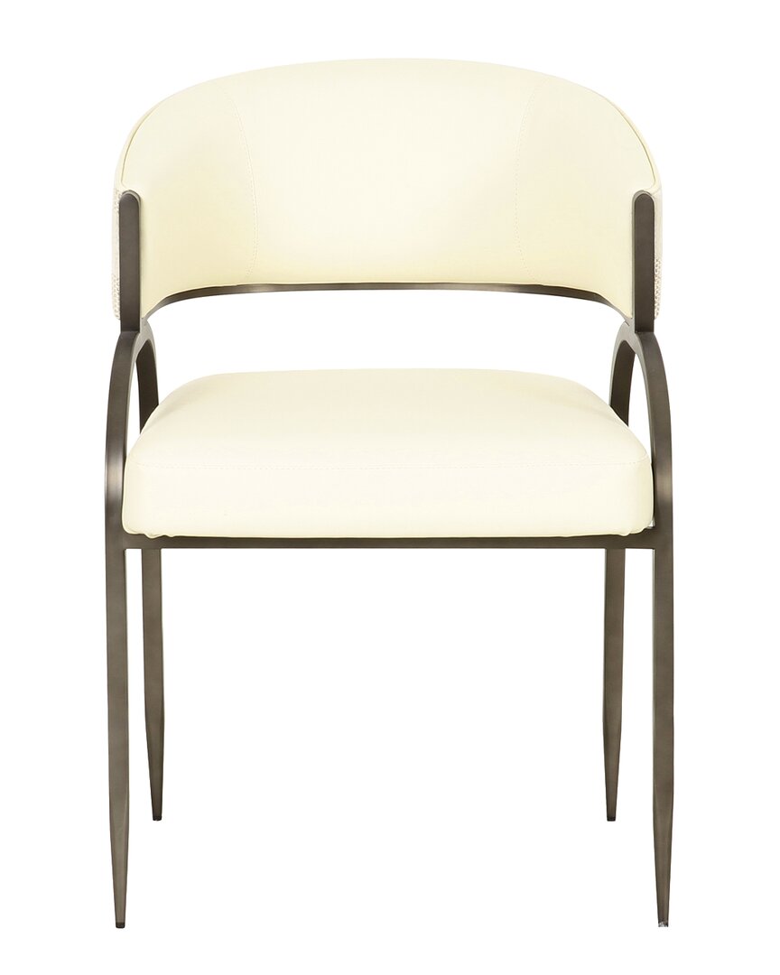 Tov Furniture Tatum Vegan Leather 2-tone Jacquard Dining Chair In White