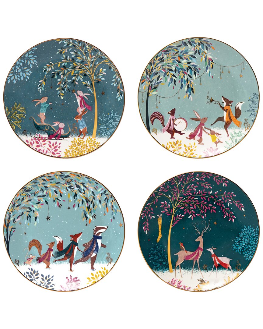 Portmeirion Set Of 4 Sara Miller Woodland Tales Side Plates In Multi
