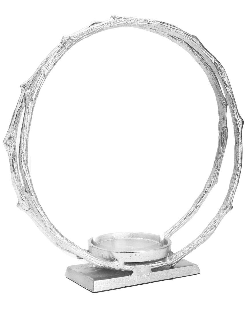 Alice Pazkus Silver Small Circle Hurricane Candle Holder