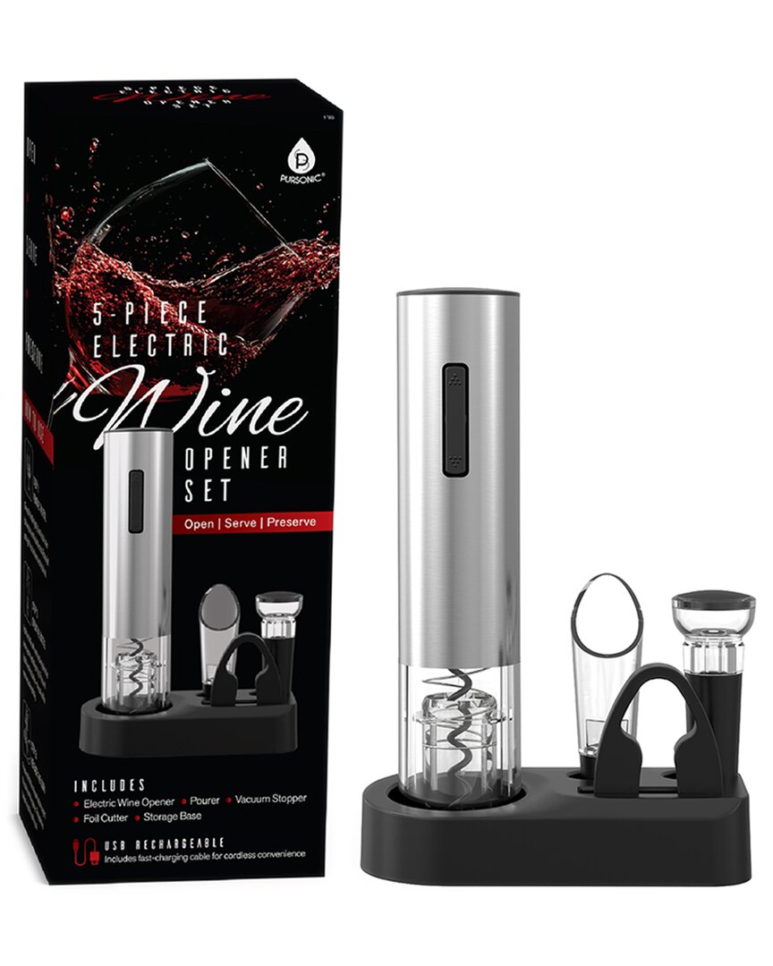Pursonic 5-piece Electric Wine Opener Set In Multi