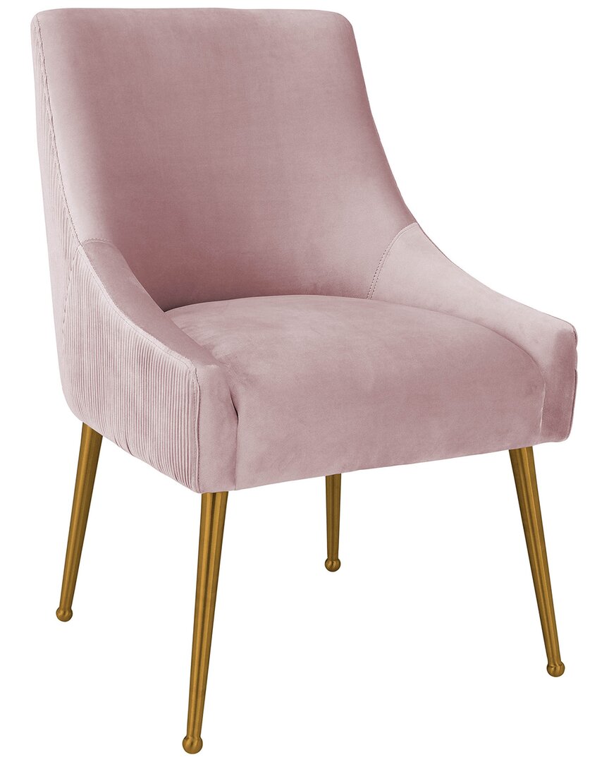 Tov Furniture Beatrix Pleated Mauve Velvet Side Chair In Black
