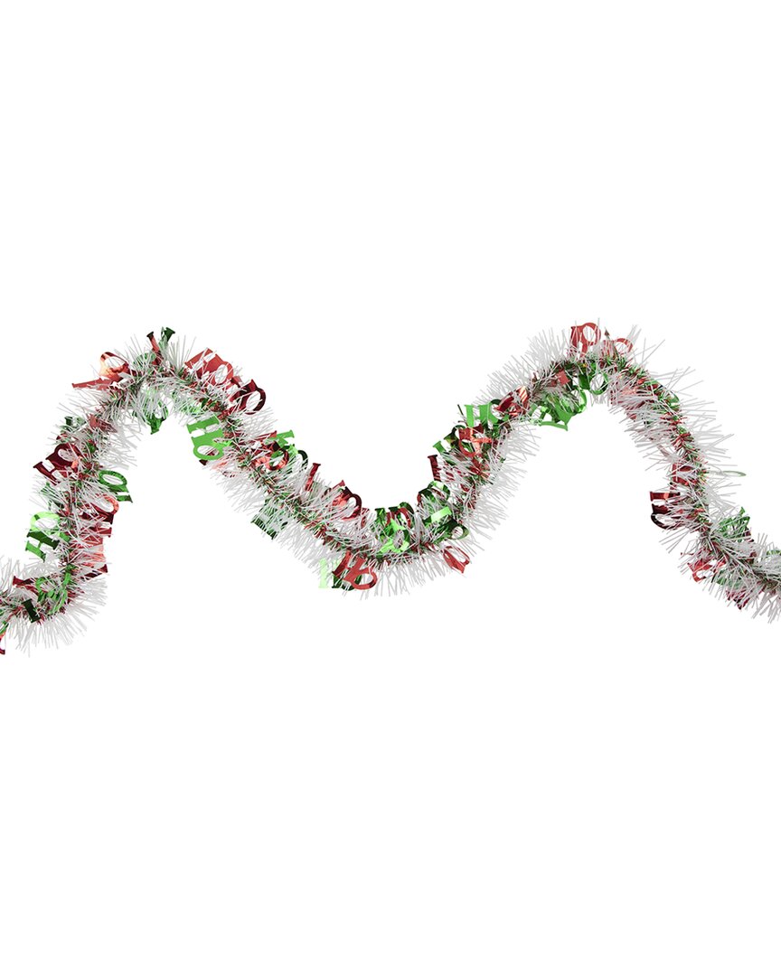Northlight Christmas Ho Ho Ho 50ft Wrapped Tinsel Garland In White