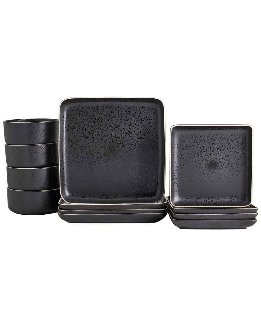 Tabletops Gallery Madison 12pc Square Dinnerware Set In Black ModeSens