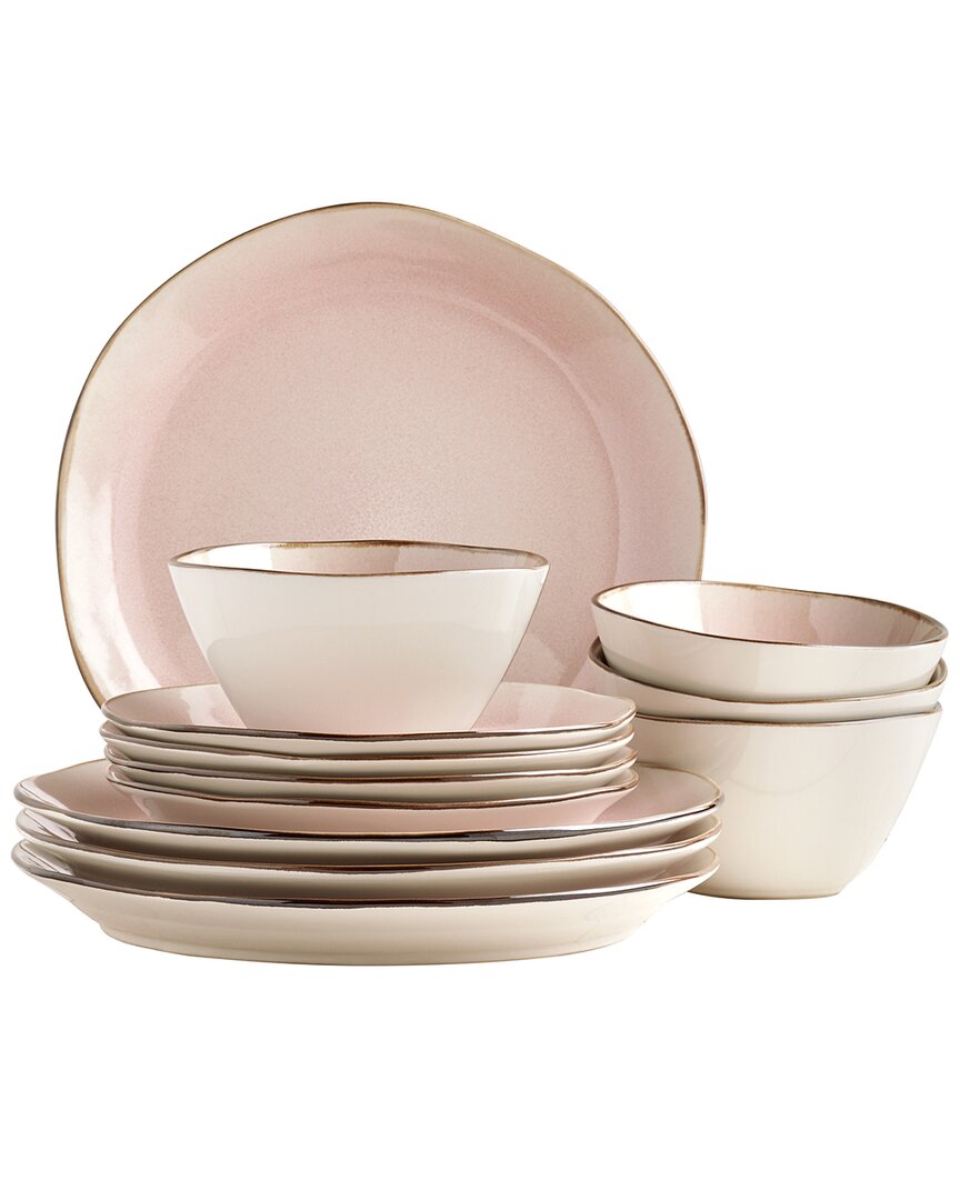 Tabletops Gallery Bella Pink 12pc Dinnerware Set