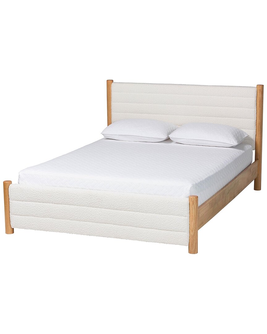 Baxton Studio Eilert Modern Boucle & Wood Queen Bed