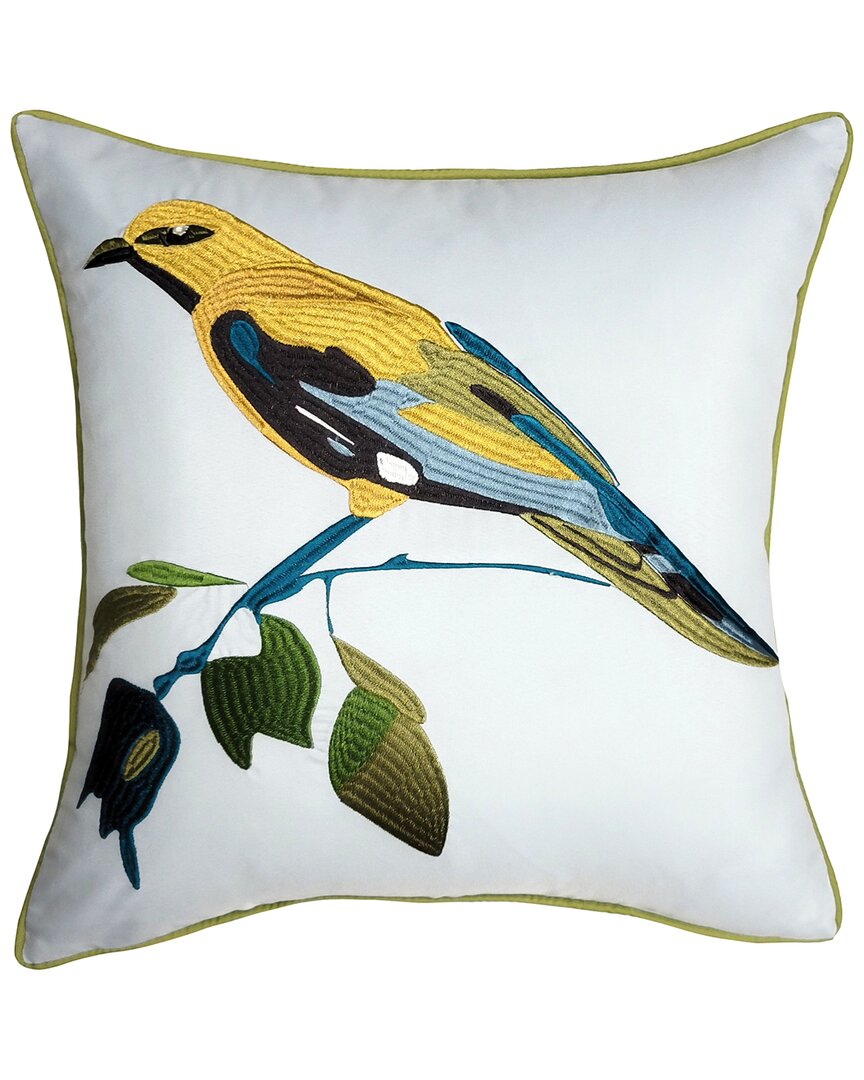 Edie Home Indoor/outdoor Bold Embroidered Bird Decorative Throw Pillow