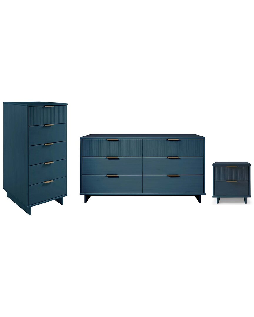 Manhattan Comfort 3-piece Granville Modern Solid W In Blue