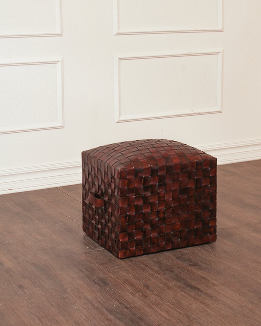 Peninsula Home Collection Brooklyn Leather Cube In Brown