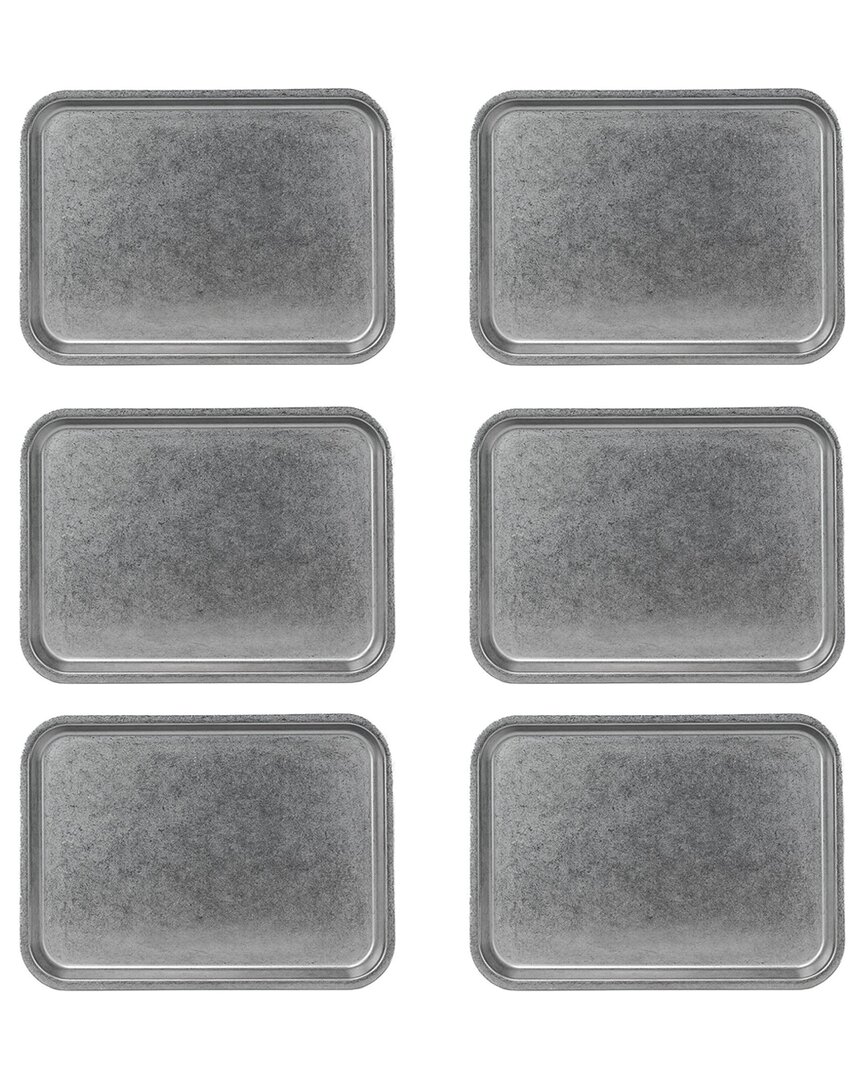 10 Strawberry Street Set Of 6 Moab Stainless Steel Coupe Dinnerware: 8in X 11in Rectangular Plate