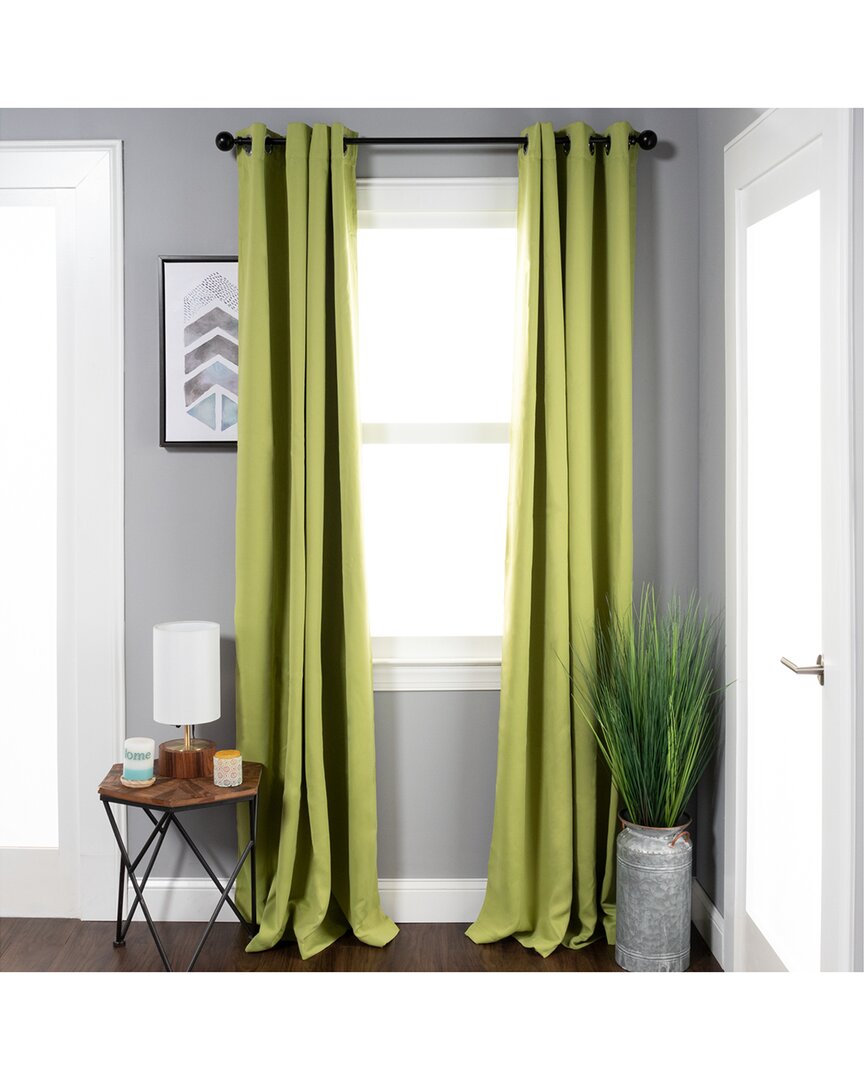 Superior Solid Insulated Thermal Blackout Grommet Curtain Panel Set In Sage
