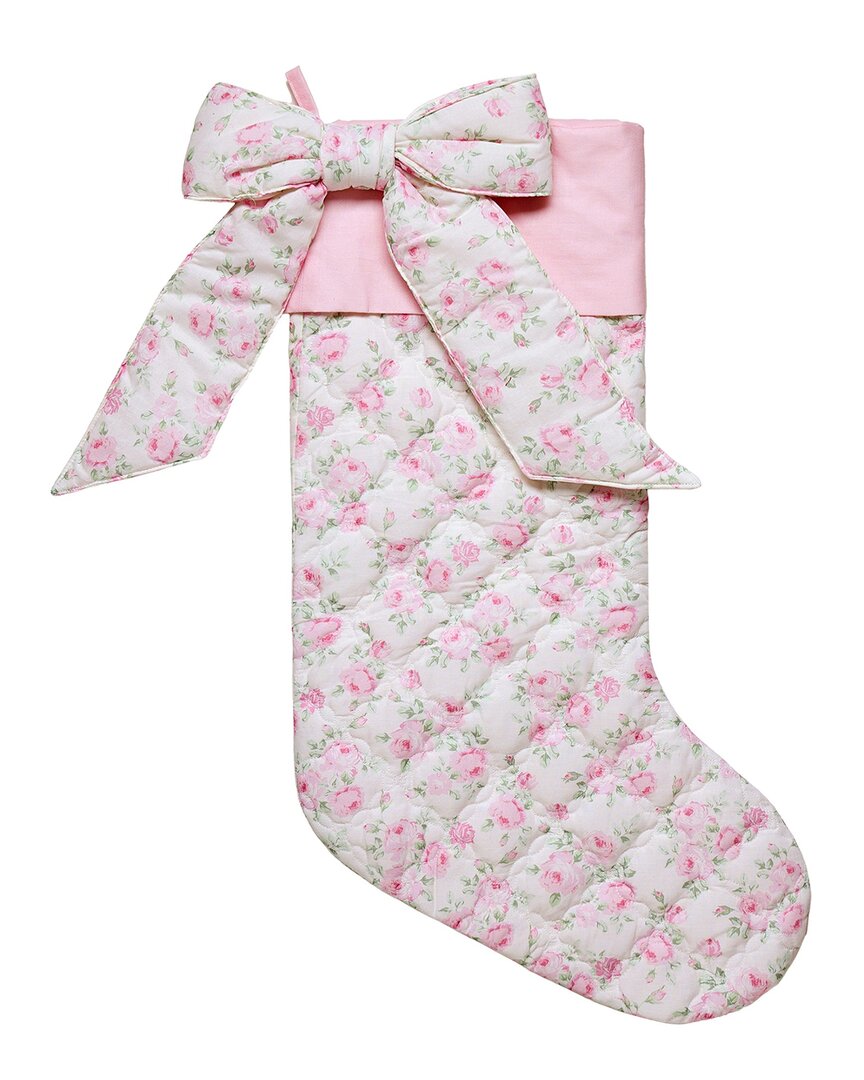 Peking Handicraft Quilted Printed Marcella Bow Stocking In Pink