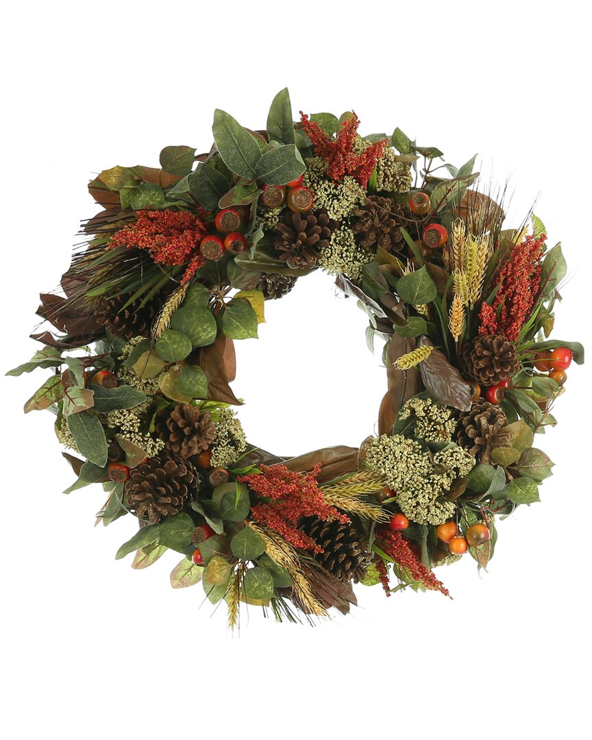Creative Displays 26in Wreath Decorated With Queen Anne's Lace, Heather And Berries In Rust