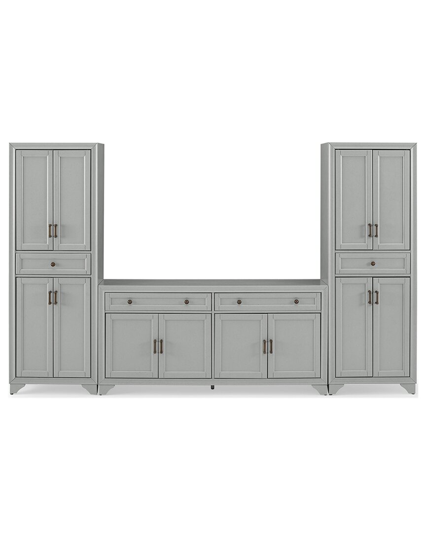 Crosley Furniture Tara 3pc Sideboard And Pantry Set In Gray