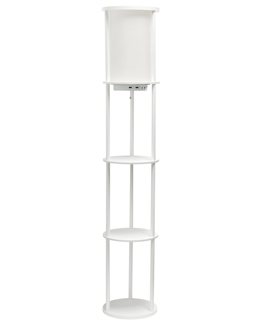 Lalia Home 62.5in Round Modern Shelf Etagere Organizer Storage Floor Lamp In White