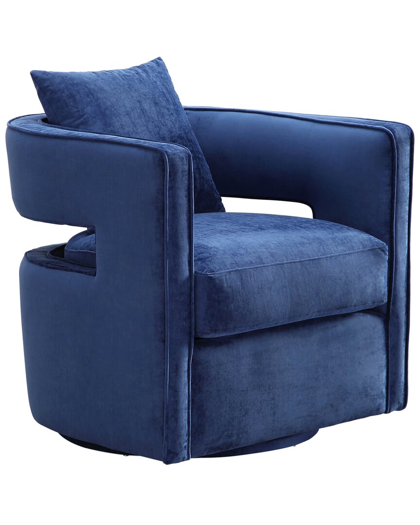 Tov Furniture Kennedy Velvet Swivel Chair In Navy
