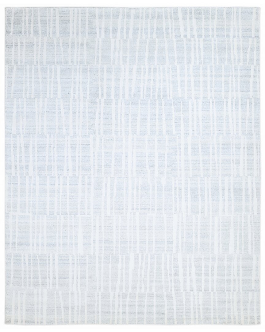 Solo Rugs Quimby Contemporary Geometric Hand-knotted Wool-blend Area Rug In Gray