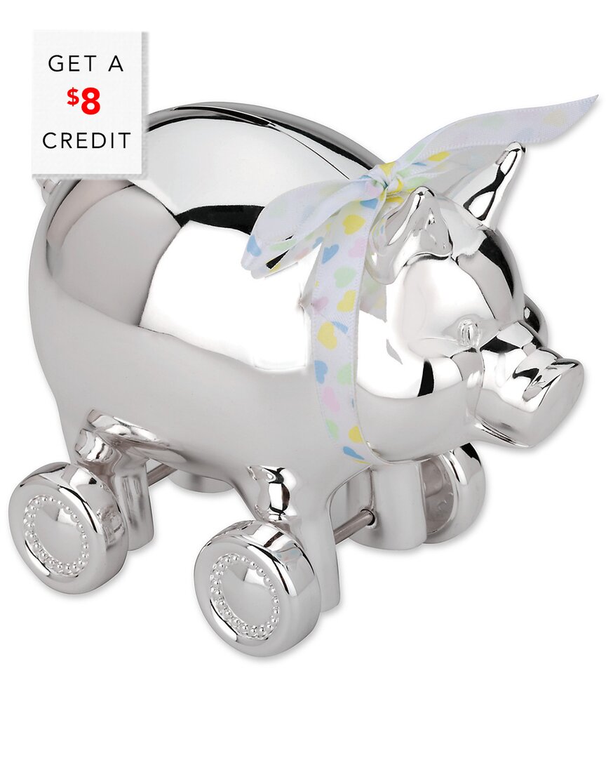 Reed And Barton Piggy With Wheels Silverplate Bank With $8 Credit In Metallic
