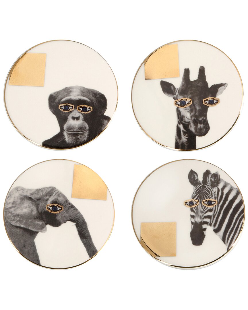Porland Wild Life 4pc Coaster Set In Animal Print
