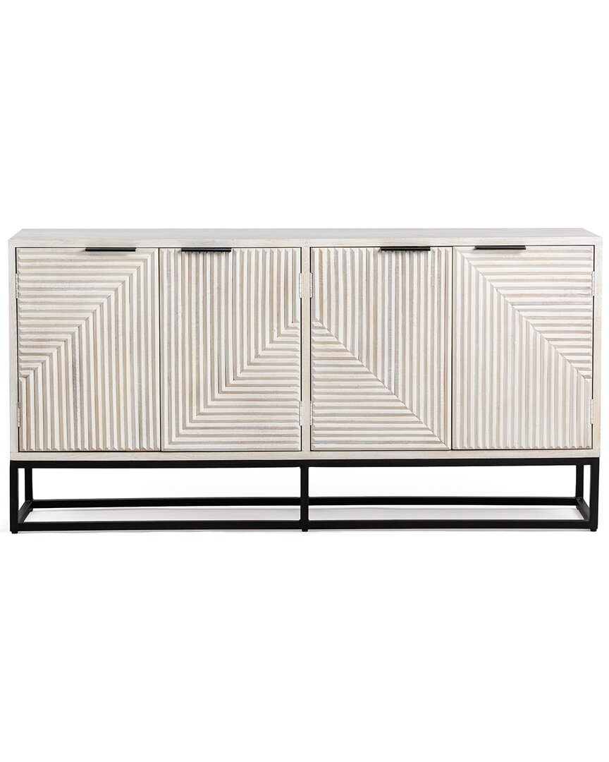 Classic Home Flint 4-door Mango Wood Sideboard In White