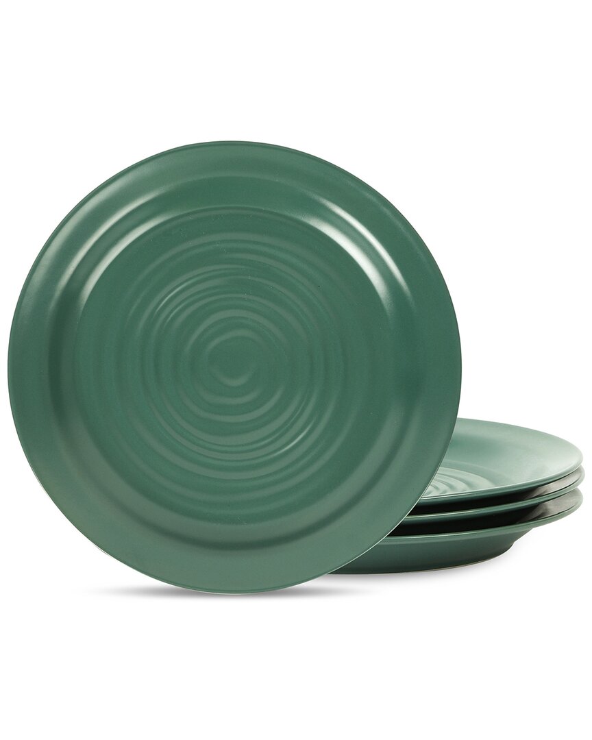 Stone Lain Orbit Stoneware 4-piece Dinner Plate Set In Green