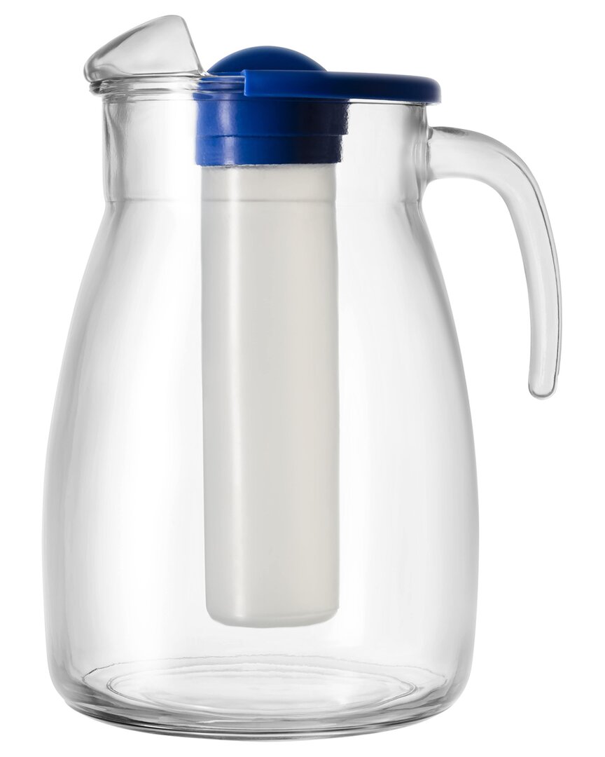 10 Strawberry Street Arctic Pitcher With Ice Holder, Blue Lid
