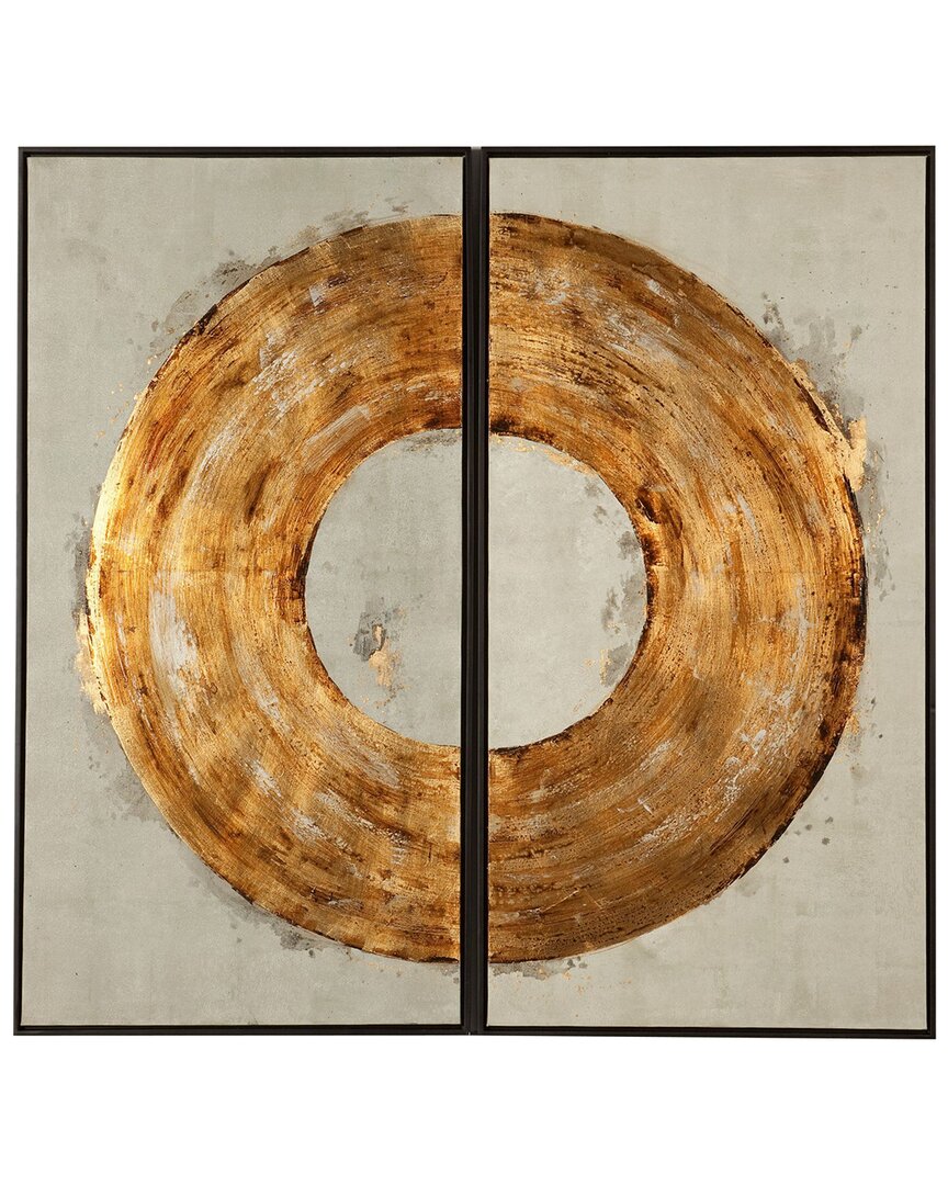 Bassett Mirror Ring Of Fire Framed Canvas In Gold