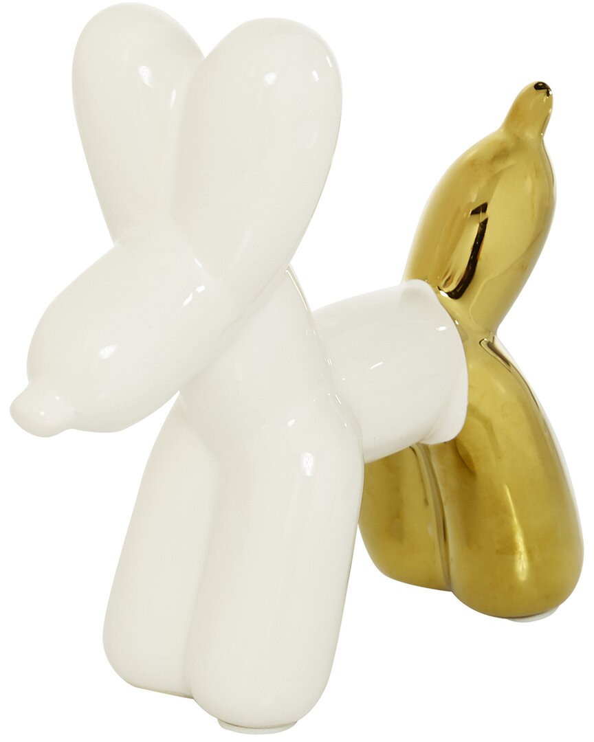 Cosmoliving By Cosmopolitan Glam Dog Ceramic Sculpture In White