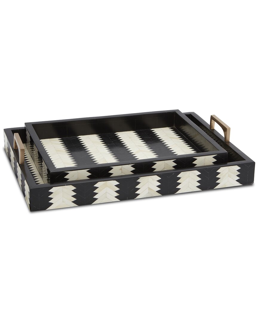 Currey & Company Set Of 2 Arrow Black & White Tray In Black