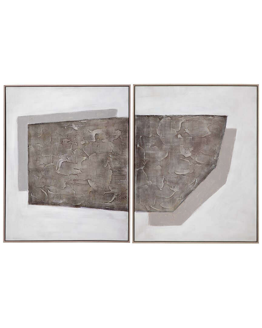 Bassett Mirror Set Of 2 Savannah Framed Canvas In Gray