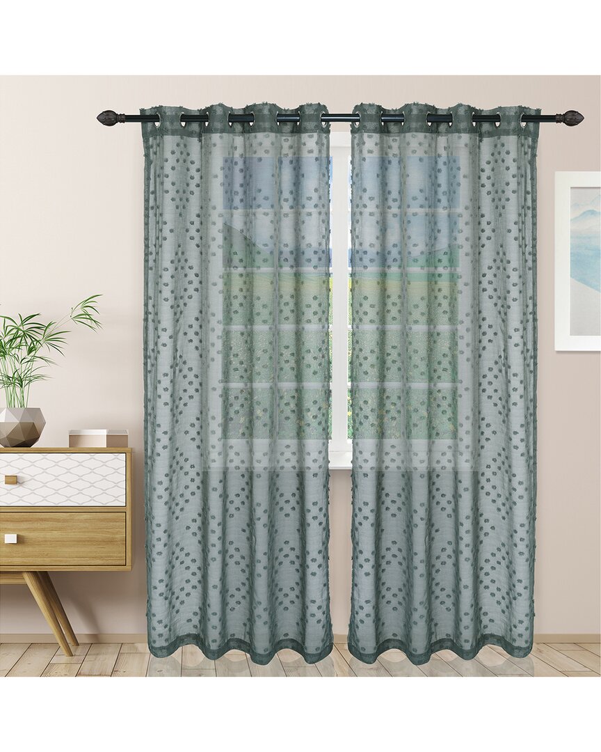 Superior Poppy Sheer Panel Grommet Curtain Panel Set In Gray