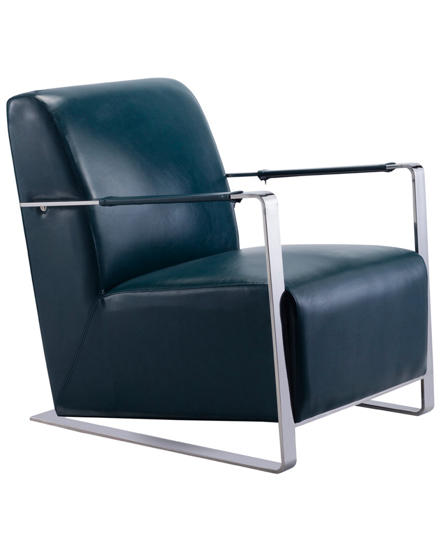 Pasargad Home Luxe Collection Faux Leather Armchair In Teal
