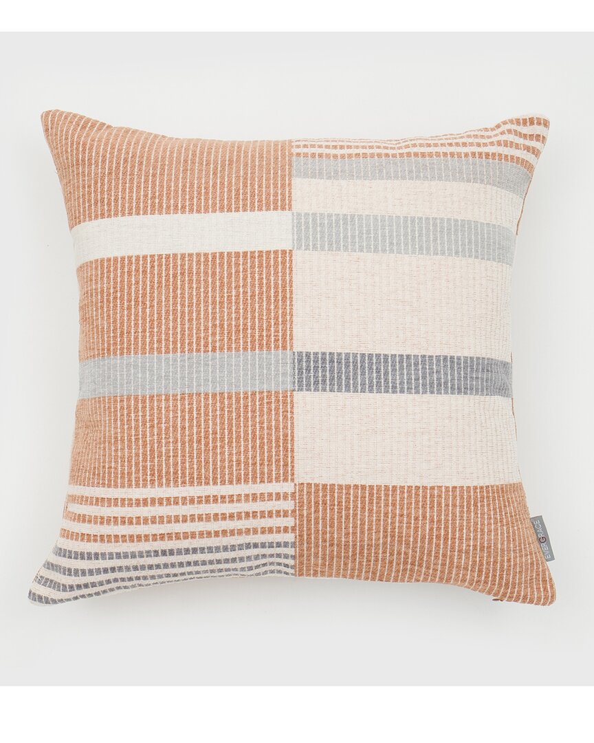 Evergrace Olov Unsymeterical Stripes Woven Pillow In Brown