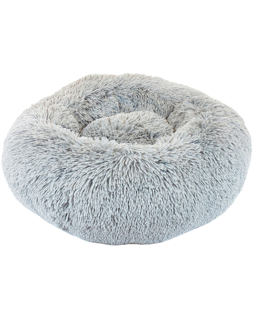 Precious Tails Super Lux Fur Donut Pet Bed In Gray