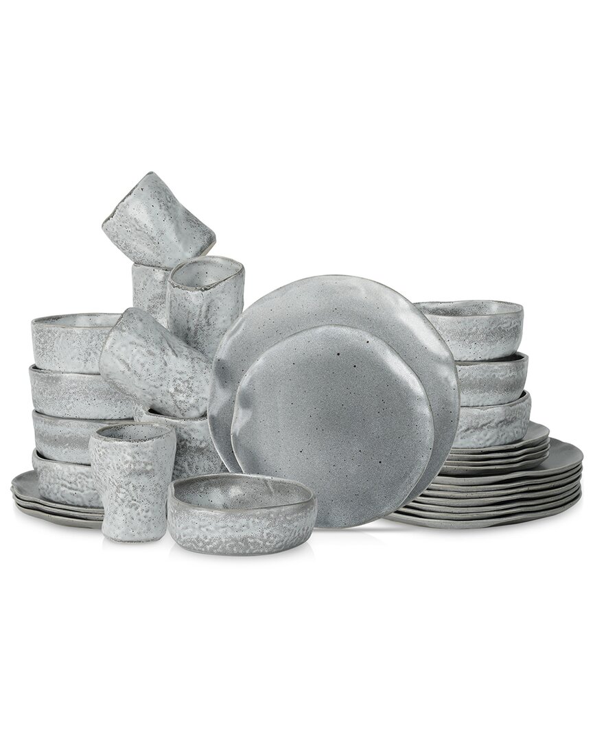 Stone By Mercer Project Atik 32pc Dinnerware Set In Grey