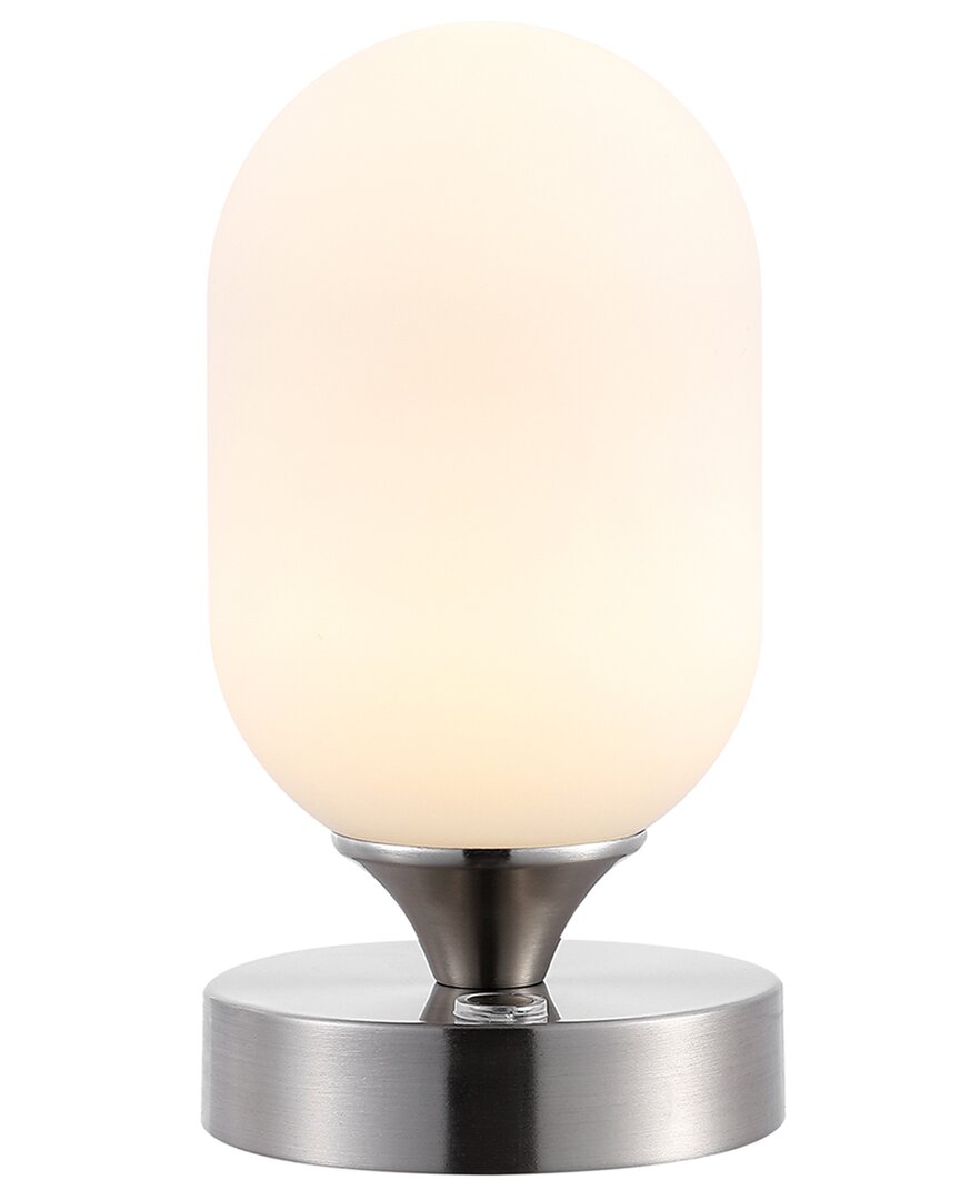 Jonathan Y Eli 8in Modern Iron Rechargeable Integrated Led Table Lamp In Nickel