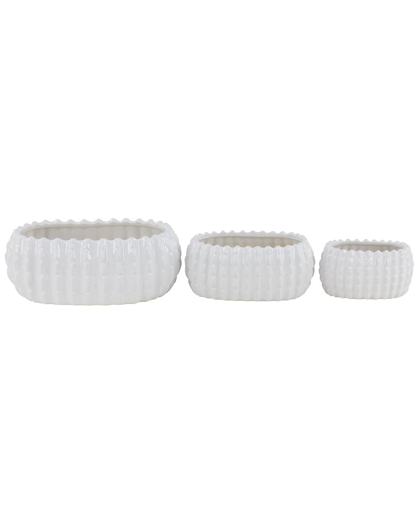 Peyton Lane Set Of 3 Ceramic Planters In White