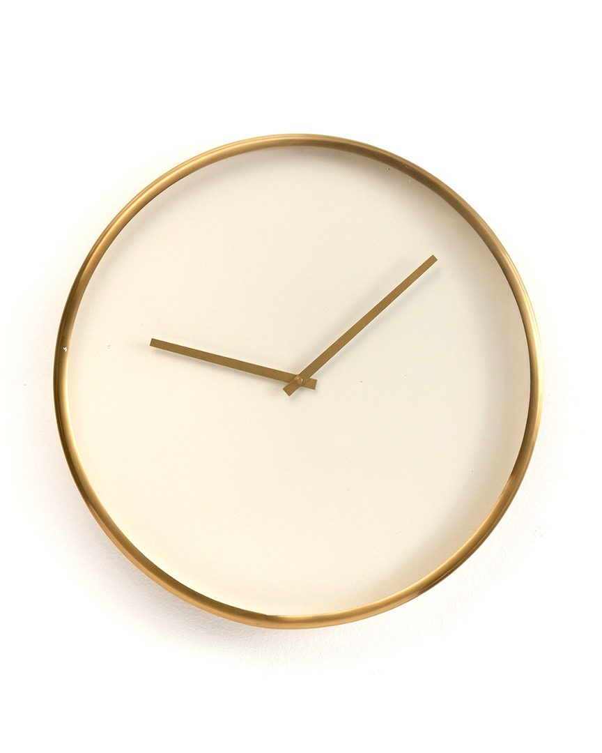 Bidkhome White With Gold Simple Dial Clock In Metallic