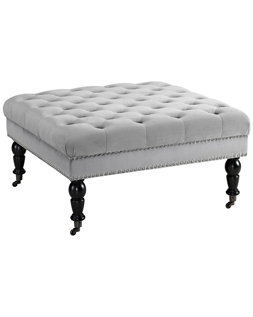 Linon Furniture Linon Tess Gray Velvet Square Ottoman