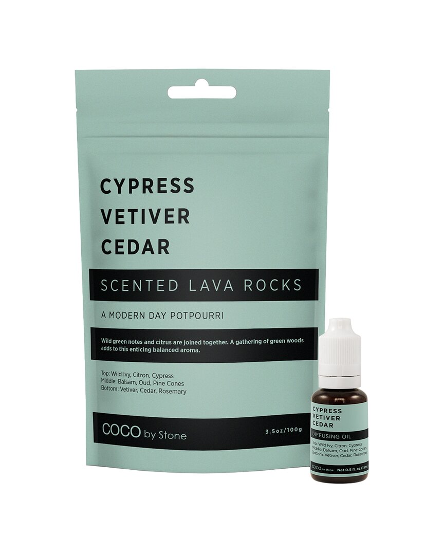 Coco By Stone Handmade Scented Lava Rocks With Oil Starter Pack - Inspired By  Aesop In Green