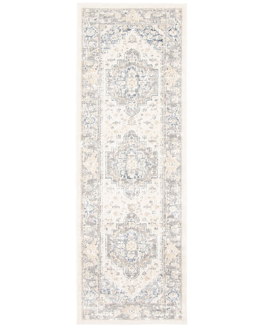 Ecarpet Bijara Traditional Runner Rug In White