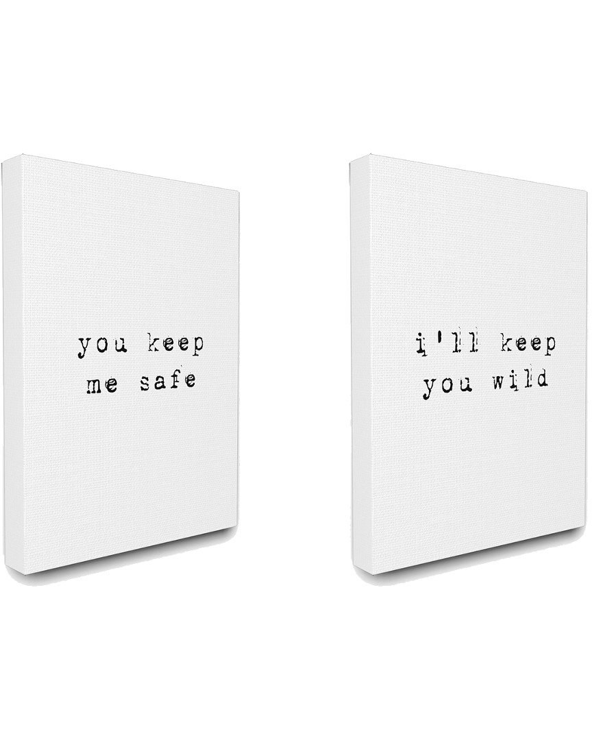 Stupell Keep Me Safe Keep You Wild Typography 2pc Canvas Wall Art Set By Lulusimonstudio