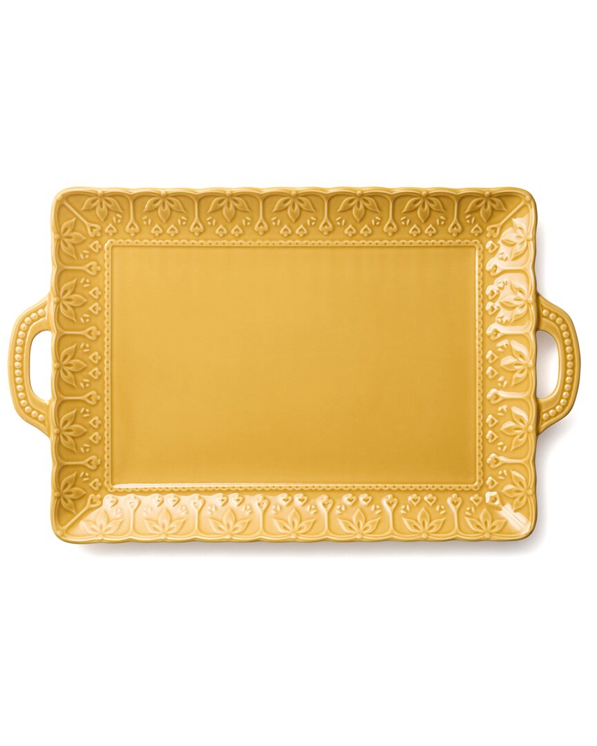 Certified International Provence Embossed Rectangular Platter With Handles In Yellow